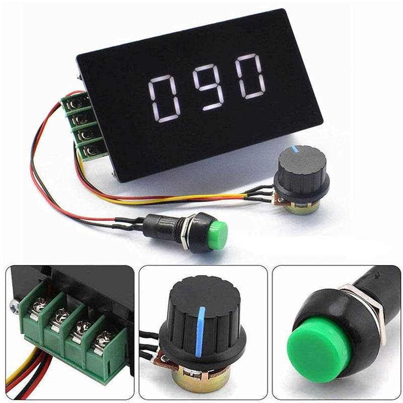 Puly PWM DC 6-60V 12V 24V 36V 48V 30A 1500W PWM DC Motor Speed Controller Speed Adjustable Stepless Governor Regulator, Motor Speed Controller with Start Stop Switch with Digital Display - Image 2